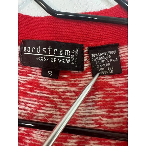 VTG Women’s Lambswool Angora Sweater Vest Small Red White Jacquard Academia Mod - Picture 8 of 9
